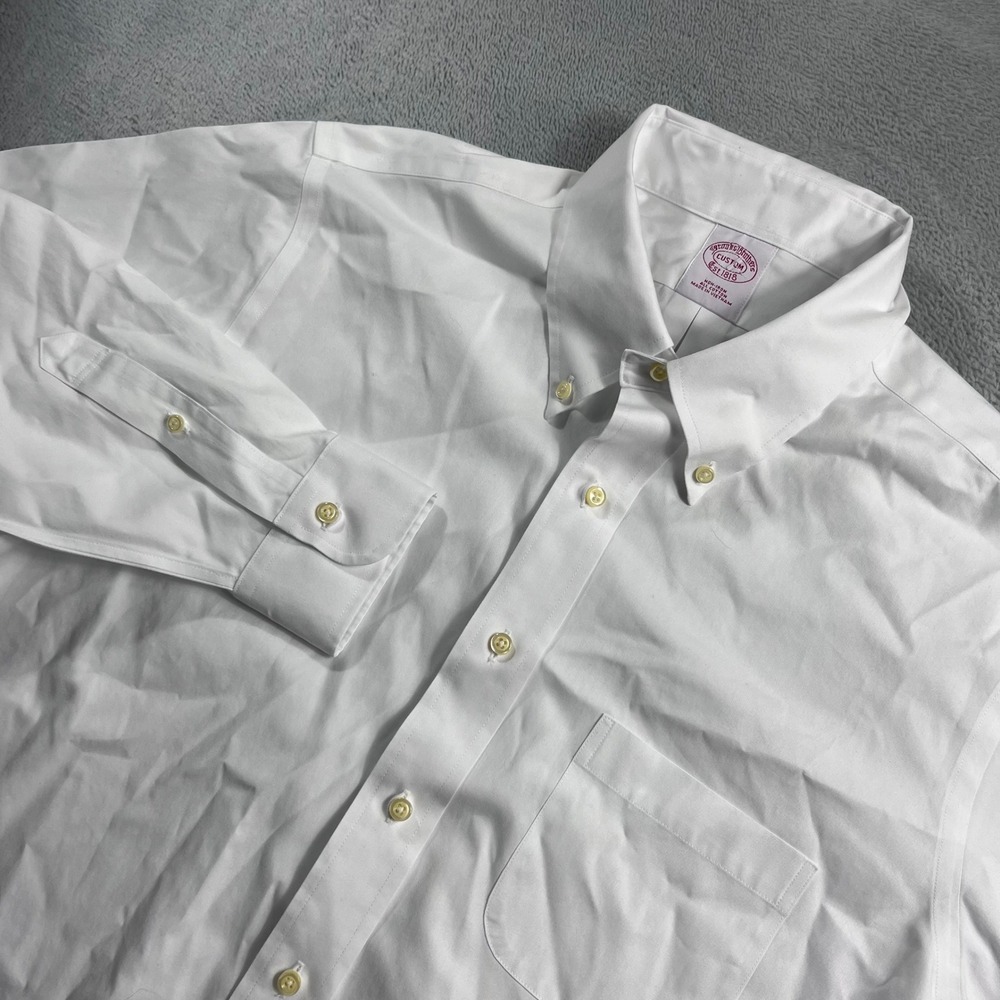 Brooks Brothers Custom Mens White Non-Iron Cotton Button Down Dress Shirt